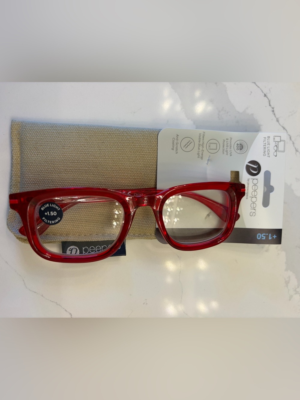 Peepers Red Reading Glasses +1.50